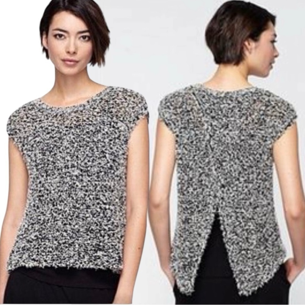 Eileen Fisher Women's Multi Tufted Cotton Twist Cross Back Sweater Size Large
